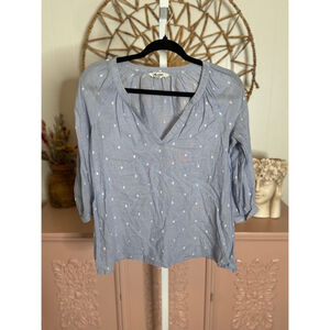 Women's Old Navy Blue Polka Dot 3/4 Sleeve‎ Blouse Size S
